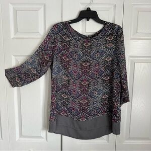 The Limited Womens High-Low Floral Tunic Top Sz L Boho Flowy Corpcore Career
